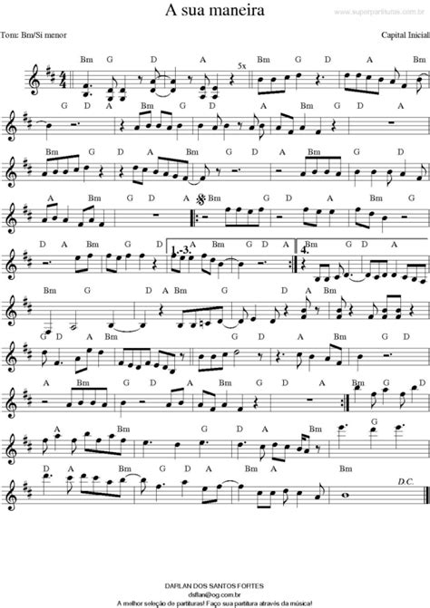 A Sua Maneira Letras - Super Partituras - A Sua Maneira v.3 (Capital Inicial), com cifra