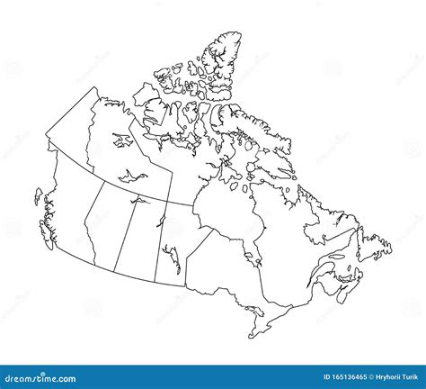 Canada Map Black And White Detailed Outline With Regions Of The