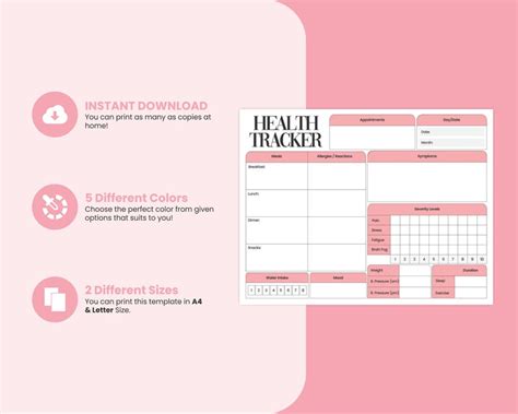 Printable Daily Health Tracking Sheet Digital Chronic Illness