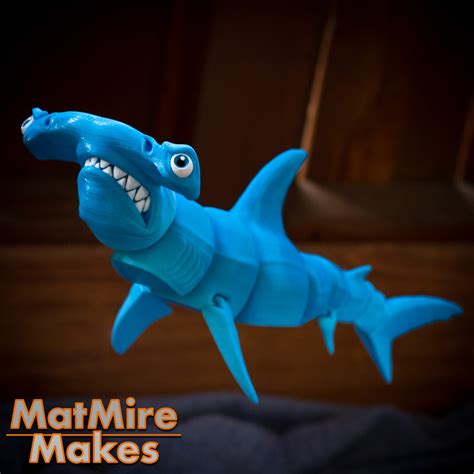 3D File Hammerhead Shark Articulated Toy Print In Place Body Snap Fit