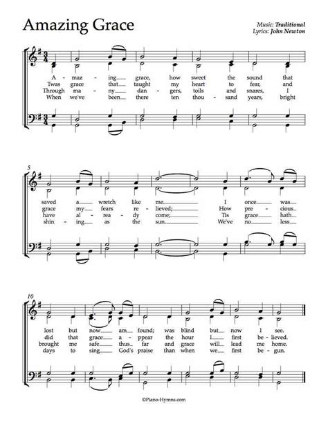 Amazing Grace Sheet Music Free Printable