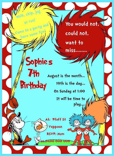 Sale Cat In The Hat Birthday Invitations In Stock