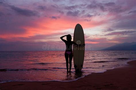 Surf girl maui sunset stock photo. Image of slim, athlete - 11975708