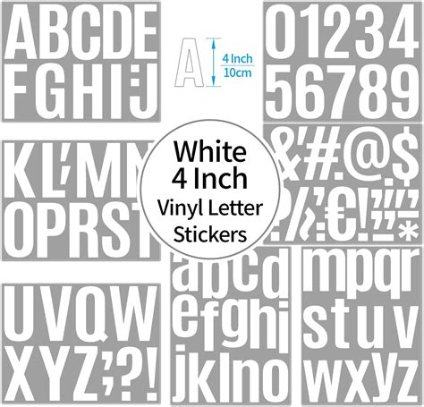 Amazon 7 Sheets 4 Inch White Self Adhesive Vinyl Letter Number