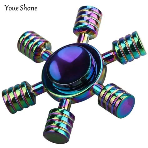 New Toy Fidget Spinner Colorful Rainbow Metal Tri Hand Spinner Anti