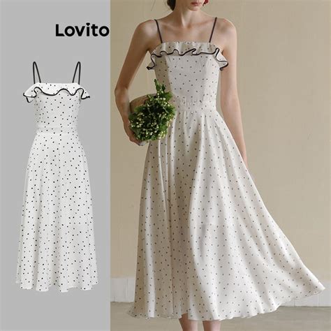 Lovito Vestido Elegante Sem Costas Bolinhas Contrastantes Para