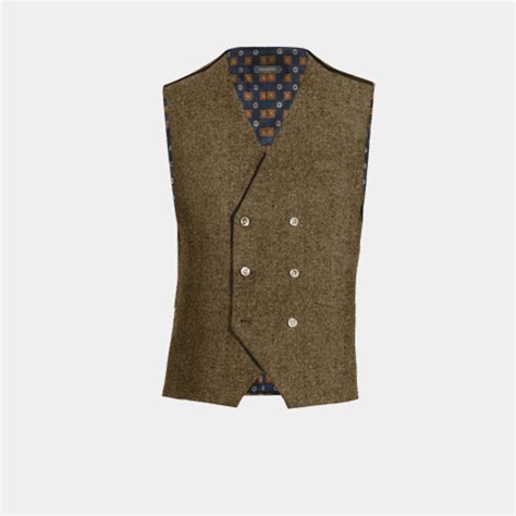 Chaleco de vestir double breasted de Tweed Marrón rustic Hockerty