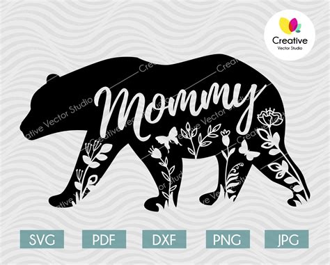 Floral Bear Family SVG Bundle | Creative Vector Studio