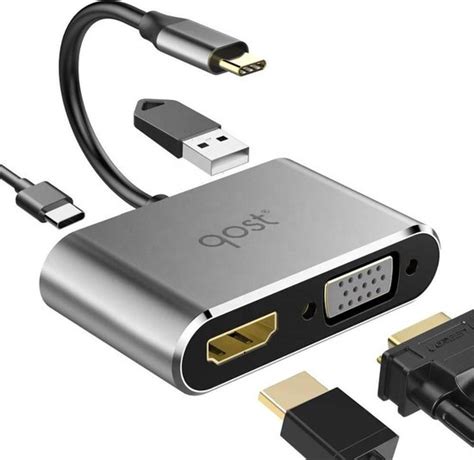 USB C Adapter Naar HDMI 4K 30hz VGA USB 3 0 A En USB C Bol