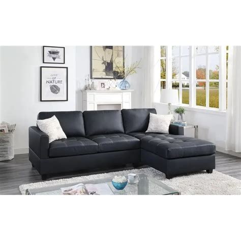 Emmanouel 102 Wide Faux Leather Reversible Sofa Chaise VigsHome