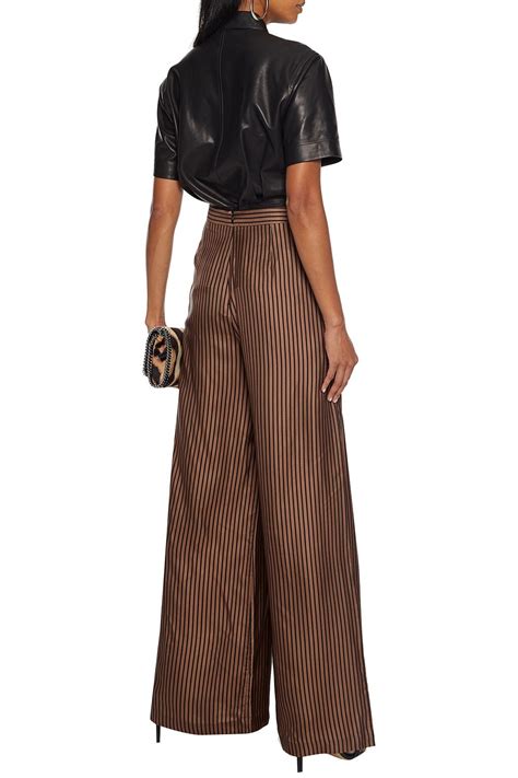 Brown Striped Satin Twill Wide Leg Pants ZIMMERMANN THE OUTNET