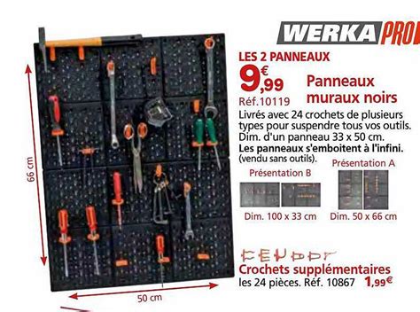 Promo Panneaux Muraux Noirs Werka Pro Crochets Suppl Mentaires Werka