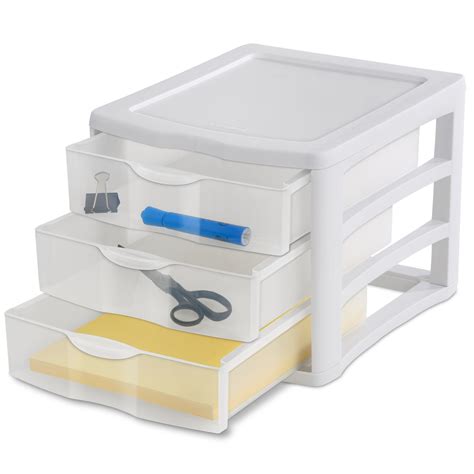 Sterilite White 3 Drawer Unit Countertop Organizer With Modular