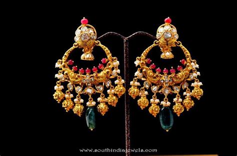 Gold Antique Chandbali Design South India Jewels