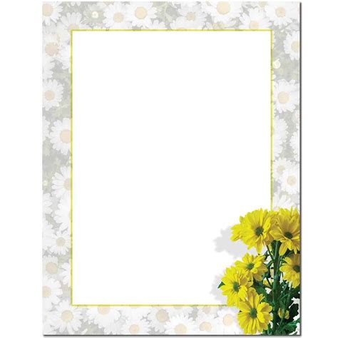 Daisy Stationery Paper Daisy Flower Border Paper