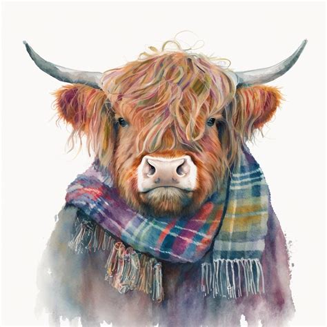 Highland Cow Scarf Clipart High Quality Jpgs Digital Etsy Uk