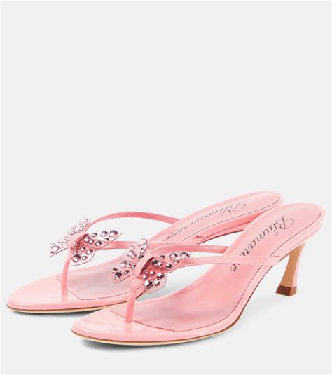 Blumarine Butterfly 55 Leather Thong Sandals Blumarine