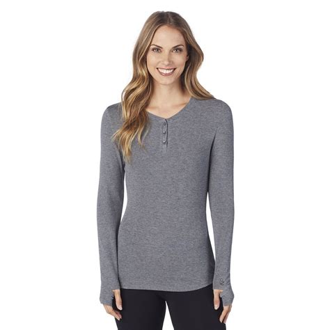 Cuddl Duds Softwear With Stretch Ribbed Long Sleeve Henley