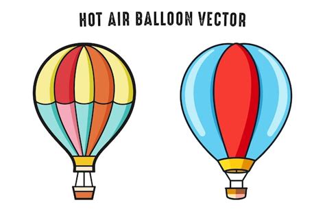 Premium Vector Hot Air Balloon Flat Illustration Set Colorful Hot Air