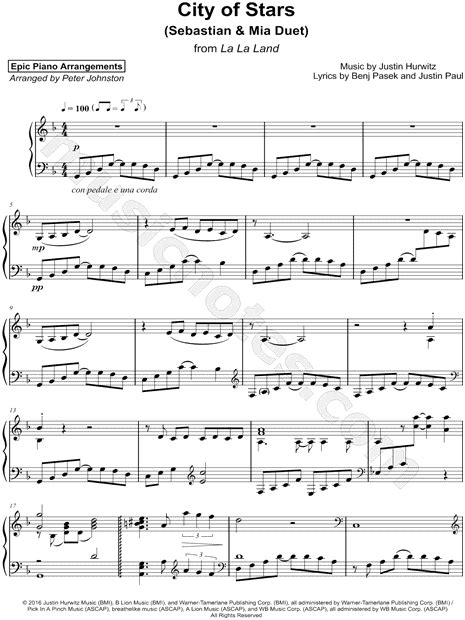 Epic Piano Arrangements City Of Stars [sebastian And Mia Duet] Sheet Music Piano Solo In D