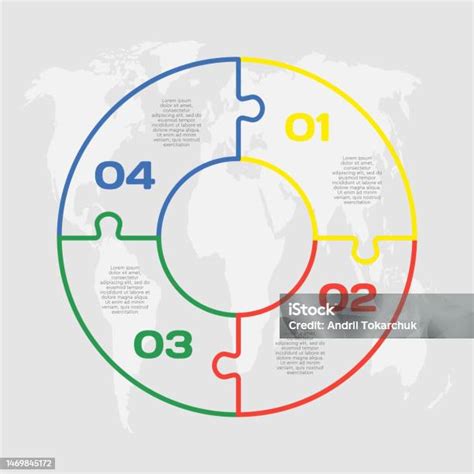 4단계 다이어그램 인포그래픽 원형 퍼즐 0명에 대한 스톡 벡터 아트 및 기타 이미지 0명 4가지 개체 개념 Istock