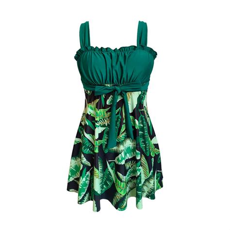 Wreesh Womens Swim Dress Tankini Set Swimsuit Split Swimsuit Bikini Slings Swimwear Fringe Beach