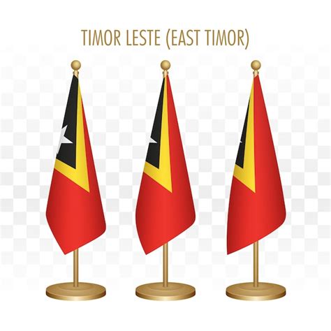 Premium Vector Standing Flag Of East Timor Leste D Vector