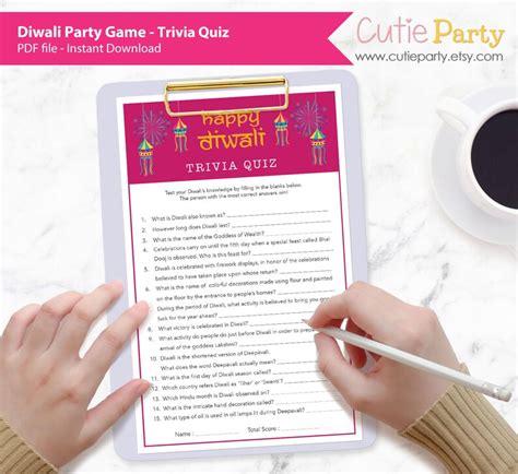 Diwali Trivia Game Diwali Party Game Printable Diwali Quiz Etsy