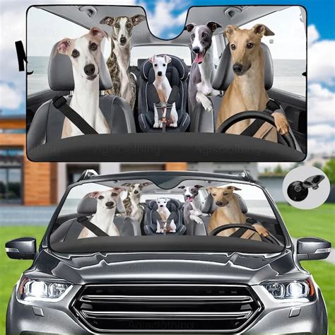 Greyhound Car Sunshade Greyhound Car Decoration Auto Sun Shade Dog