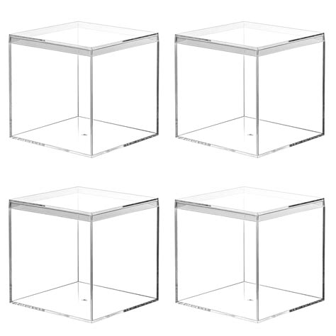 Buy Kamehame Acrylic Boxes For Display 4 Pack Clear Plastic Square Cube