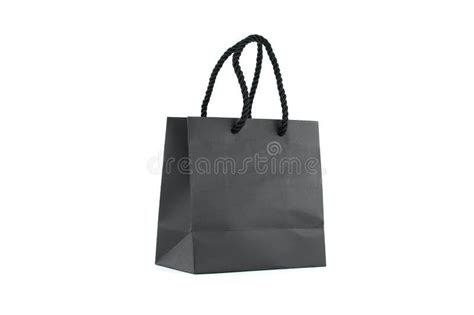 Bolsa De Compra De Papel Negro Aislada En Blanco Foto De Archivo