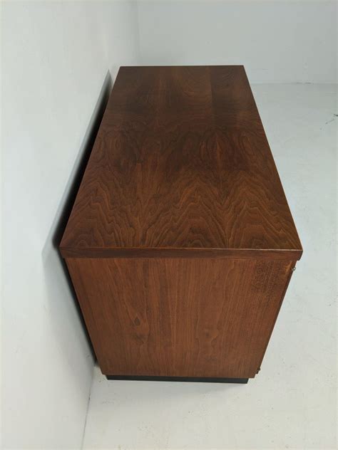 Mid Century Modern Walnut And Black Vinyl Record Album Cabinet Epoch