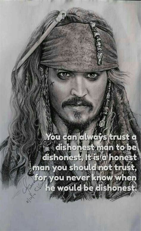 A Drawing Of Captain Jack Sparrow With A Quote From Johnny Depporard On It