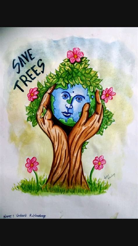 Watercolors Posters Making Save Trees Save Earth 🌍 Drawing Earth