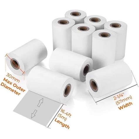 Lot De 10 Rouleaux De Papier Thermique Pour Imprimante Mobile 58 Mm 30