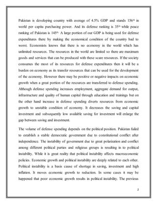 POLITICAL INSTABITLIY DEFENSE SPENDING AND ITS IMPACTS PAKISTAN PDF