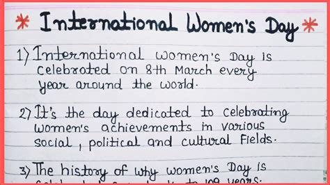 10 Lines Essay On Women S Day 10 Lines On Women S Day In English