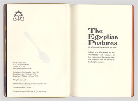 The Egyptian Postures Ian Whittlesea The Everyday Press