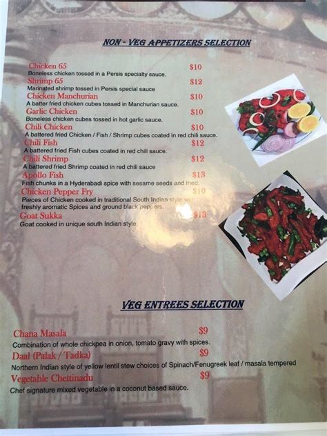 Menu At Persis Biryani Indian Grill Restaurant Greenville