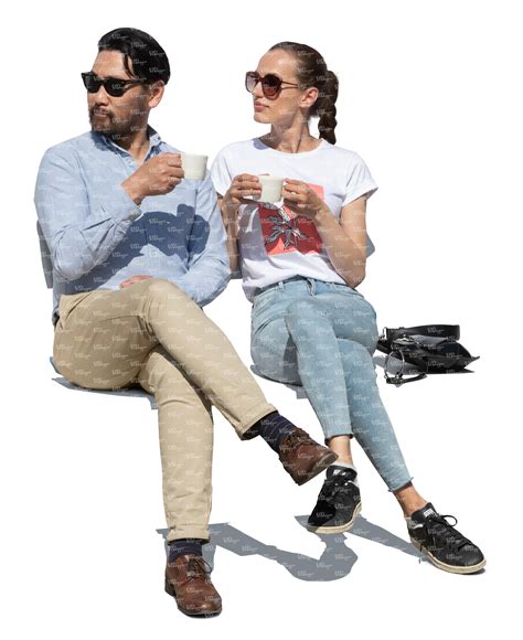 Cut Out Man And Woman Sitting And Drinking Coffee Vishopper