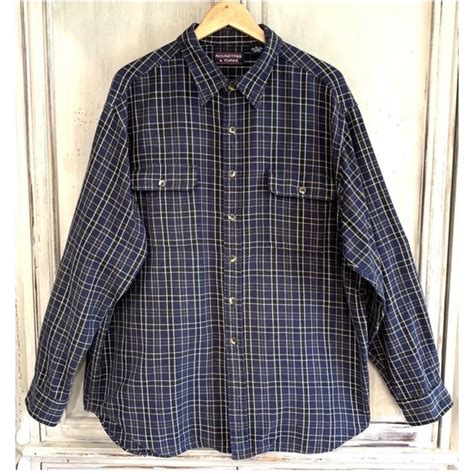 Roundtree Yorke Shirts Roundtree York Vintage Blue Plaid Flannel