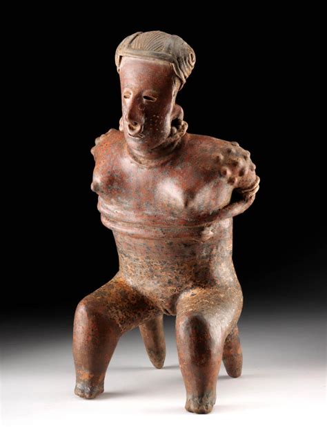 Lot Large Nayarit Pottery Seated Nude Female Figure