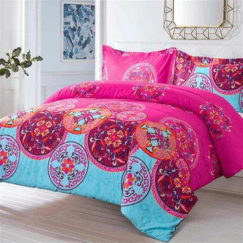 Shatex 3 Piece Rose Platter Microfiber Queen Comforter Set Printed