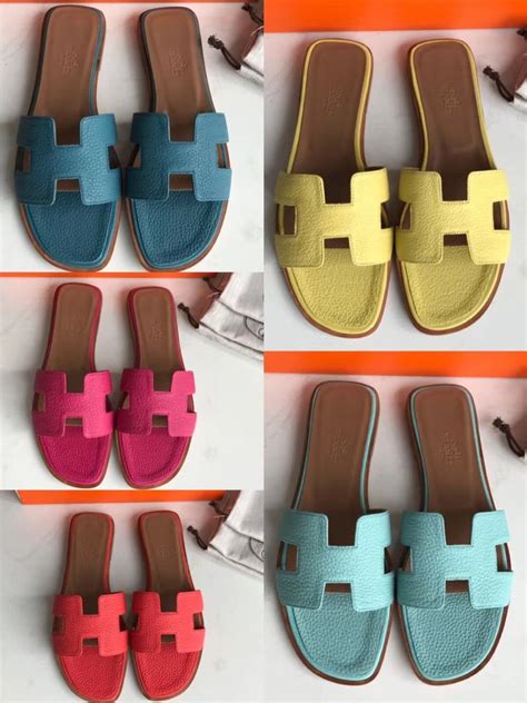 Hermes Classic Woman Slides Togo Grainy Leather Flats Heels Women