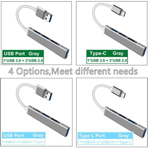 Type C Argent B Hub Usb Type C Haute Vitesse Ports Multi