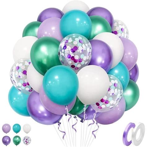 Sirène Violet Bleu Blanc Ballons 50 Pcs 12 Pouces Tiffany Violet Blanc