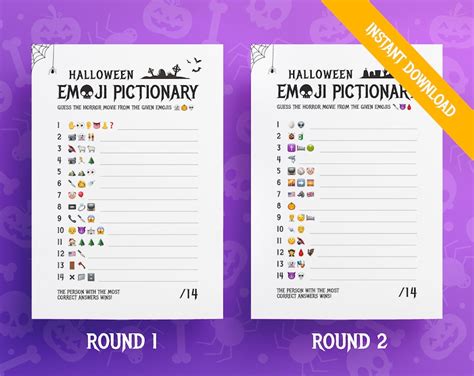 Halloween Horror Movie Emoji Quiz Halloween Activity Printables Emoji