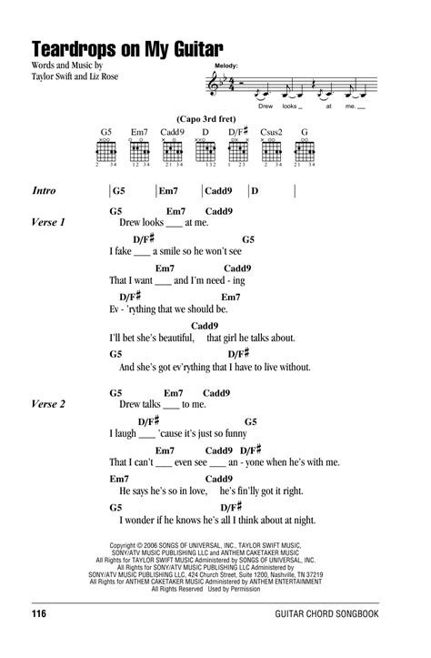 Teardrops On My Guitar By Taylor Swift Guitar Chords Lyrics Guitar Instructor