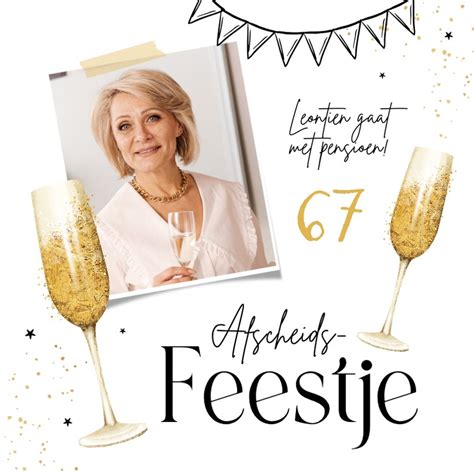 Uitnodiging Pensioen Afscheidsfeest Champagne Kaartje2go