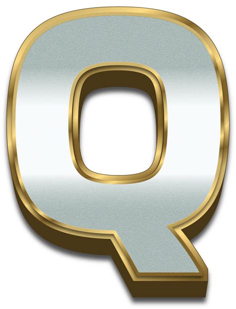 3d Gold Silver Gradient Alphabet Letter Q 34097666 Png